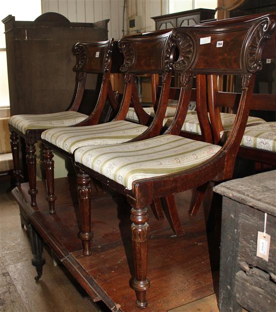Pair of Victorian mahogany dining chairs and 4 others